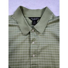 Brooks Brothers Country Club Mens XL Green Windowpane Cotton Polo Shirt XL