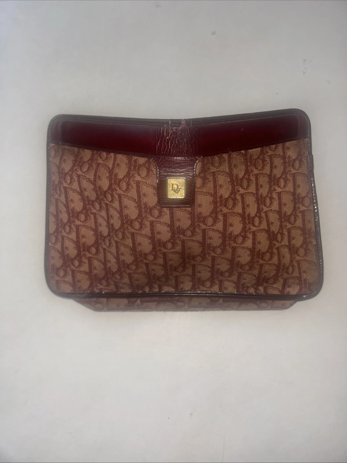 Pochette Dior vintage Dior Trotter sac à maquillage bordeaux 