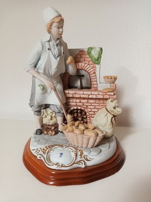 Seltene Porzellan Figur Bäcker mit Ofen, Capodimonte Mestdagh Belgien, ca. 26 cm