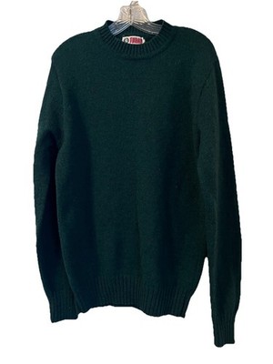 Tuxan Vintage Shetland Wool Knit Sweater Men s Large Long/LL Forest Green Crew