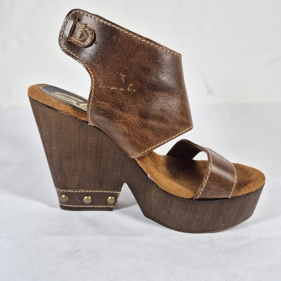 Sandalias Sbicca Colección Vintage Mujer Zapatos Zuecos Tacones Cuero Marrón 7.5 Foto 3 de 4