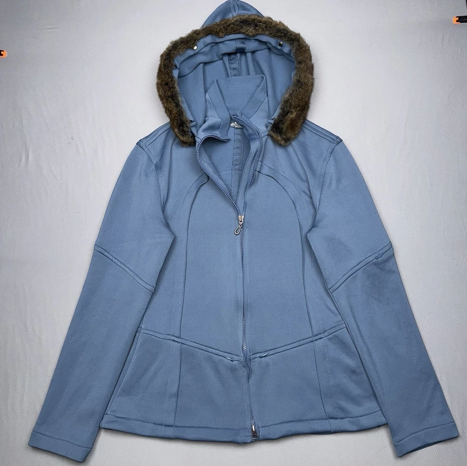 Chaqueta con Capucha y Cremallera ATHLETA Azul Mezcla Poli Extraíble Piel Sintética M Foto 2 de 4