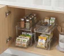 2 Pack Bathroom Organizer,2 Tier Clear Under Sink Organizers Vanity Counterto...