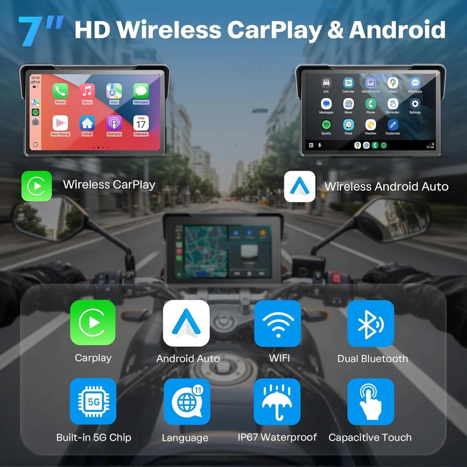 Wireless Motorcycle Carplay Motorbike GPS Dual Bluetooth, Siri, Google Assistant - Image 2 of 4