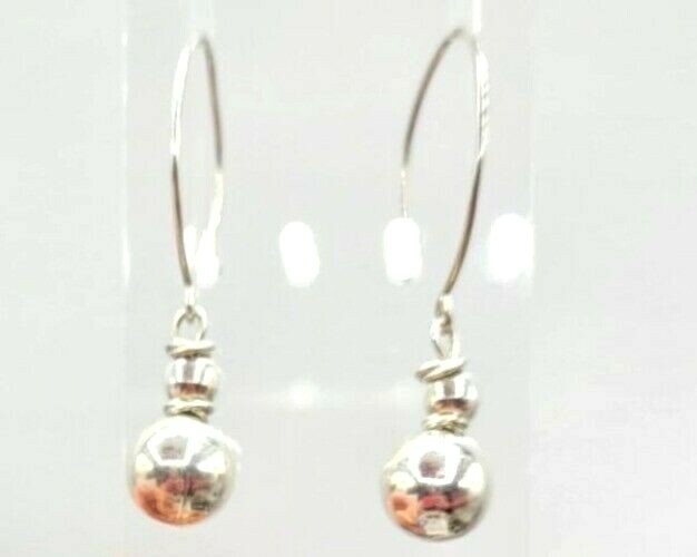 Sterling Silver Ball Dangle Large Hook Earrings - image 4