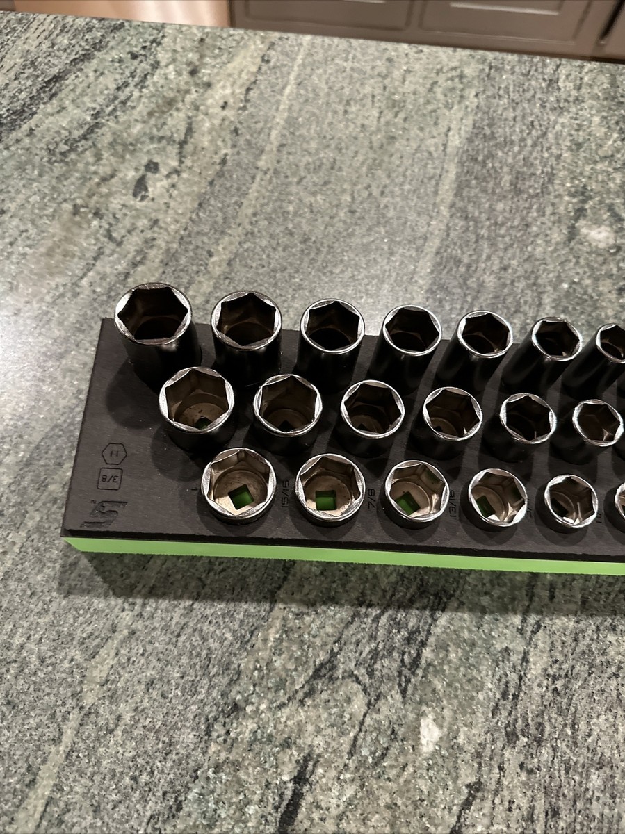 Snap-on 239sfssfgx 39 pc. 3/8 drive 6 point sae socket set in foam