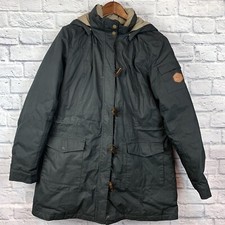 Orvis Women Black Green Mountain Parka Duck Down Feather Horn Toggle Zip Large