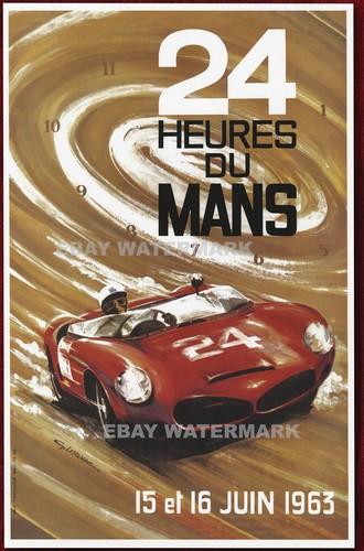 1963 24 Heures Du Mans Ferrari 286 SP Vintage Advertising race poster