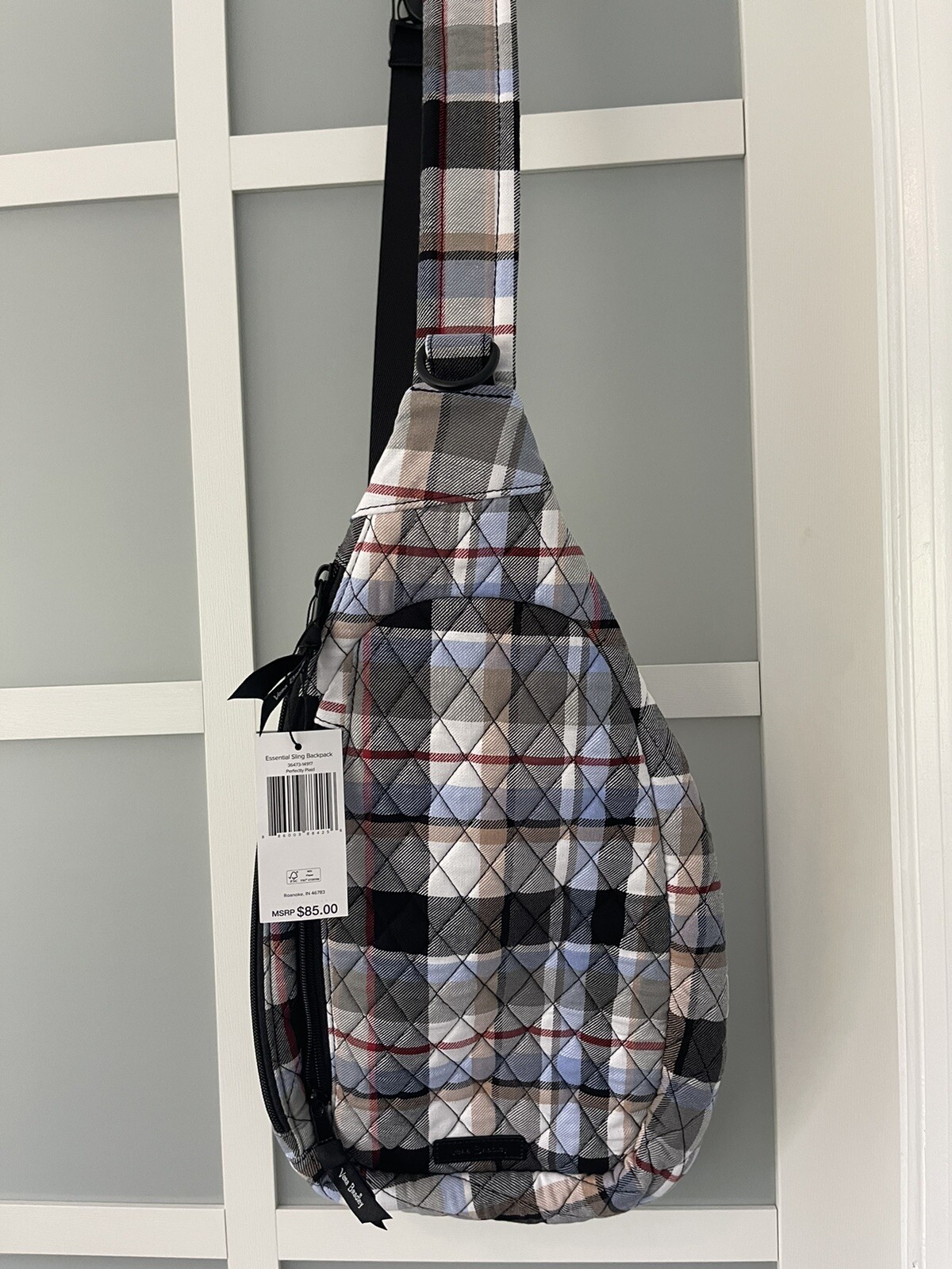 Vera Bradley Essential Sling Backpack Snowy Plaid NWT Vera Bradley Plaid Backpack Bags & Handbags for Women for  main image 2