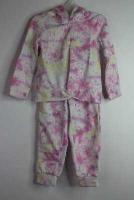 Toddlers Forever Me Hoodie & Jogger Pant Set Pink & Yellow Tie-Dye Size 2T