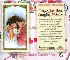 Prayer for Those Struggling with Sin - Laminated Holy Card