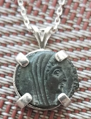First Christian Roman Emperor Constantine the Great Coin Solid Silver Necklace