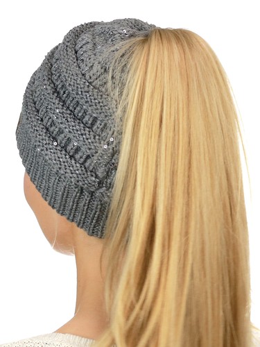 CC Ponytail Gorro Sombrero Suave Elástico Cable Tejido Panel Alto Cola de Pony C.C ¡Gorro! - Imagen 343 de 393