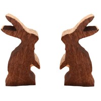 2Er Set Osterhasen HüPfend Aus Mangoholz Ca. 10Cm Zur Dekoration Osterdeko #001