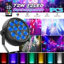 10PC Rechargeable Par Lights 72W RGB Battery Wireless 12LED DJ Uplights w/Remote
