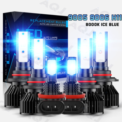 For Mitsubishi Lancer 2008-2015 6X Blue LED Headlight Hi/Lo Beam Fog Light Bulbs
