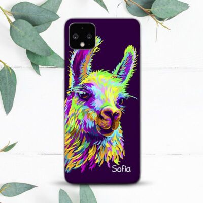 Custom Name Cute Colorful Llama Case For Google Pixel 2 3 3a 4 4a 5 6 7 8 XL