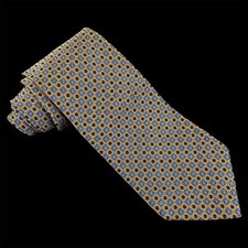 BROOKS BROTHERS Men's Woven Flower Geometric Foulard Pure Silk Tie Made In USA
