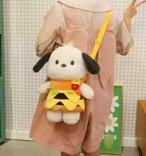 Cute Pochacco Hamburger Plush Doll Backpack Women Girls Shoulder Bag Doll Gift