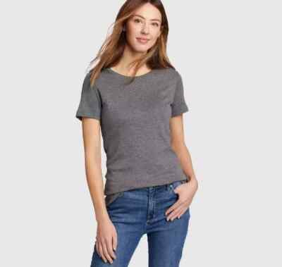 Eddie Bauer Womens T-Shirt 2XL Heather Gray Cotton Short
