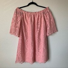 BB Dakota Dress Women's Small Pink Off The Shoulder Scalloped Lace Dress