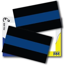 USA Thin Blue Line American Flag Adhesive Decal Sticker, 2 Pack, 3x5 Inch