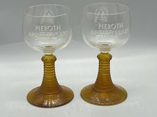 VINTAGE PIEROTH JUBILÄUM 30 JAHRE PAAR ORANGE STIEL BRANDY ROMER WEINGLAS