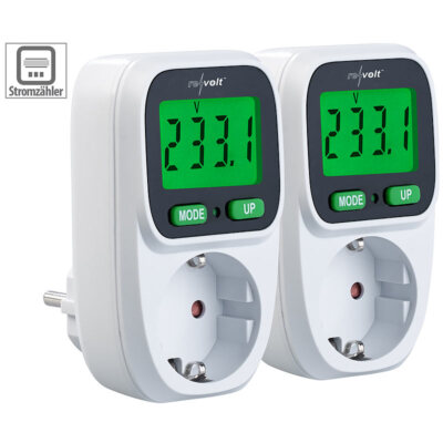 revolt 2er-Set Digitaler Energiekostenmesser, LCD-Display, bis 3.680 W