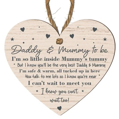 LASER CRAFT SHAPES LTD Handmade Mummy & Daddy to Be Plaque Wooden Baby Shower Countdown Keepsake Gift