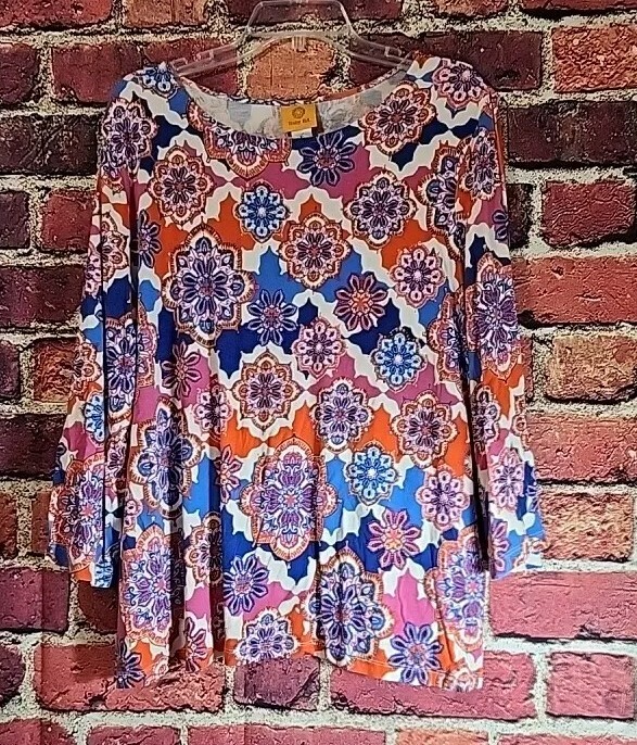 Ruby Rd. Womans Blouse Top Multicolor Geometric X… - image 1