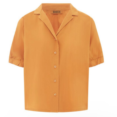 SMALLABLE BASICS Women's Short Sleeve Organic Poplin Shirt Small $90
