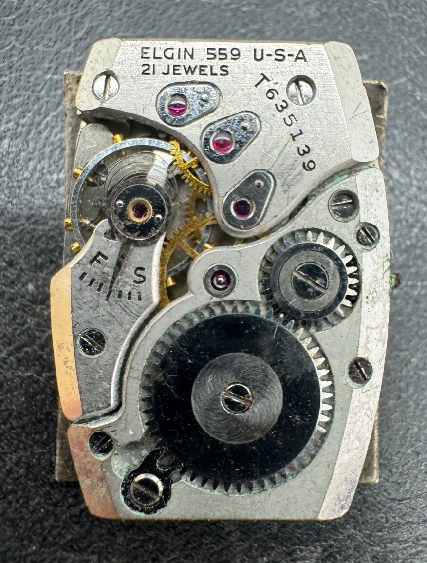 Vintage Lord ELGIN 559 21J Wristwatch Movement- For Repair