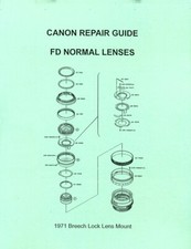 Canon FD Normal Lenses Service Repair Manual 1971 Reprint