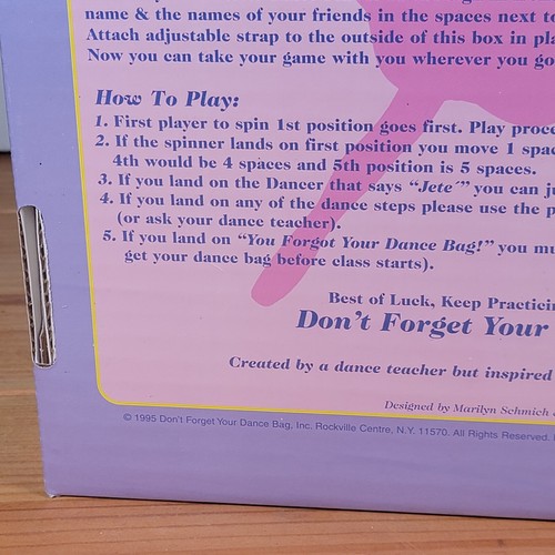 ¡No olvides tu bolso de baile! Juego de mesa para jóvenes bailarines. Nuevo en caja 1995 raro de colección - Imagen 10 de 16