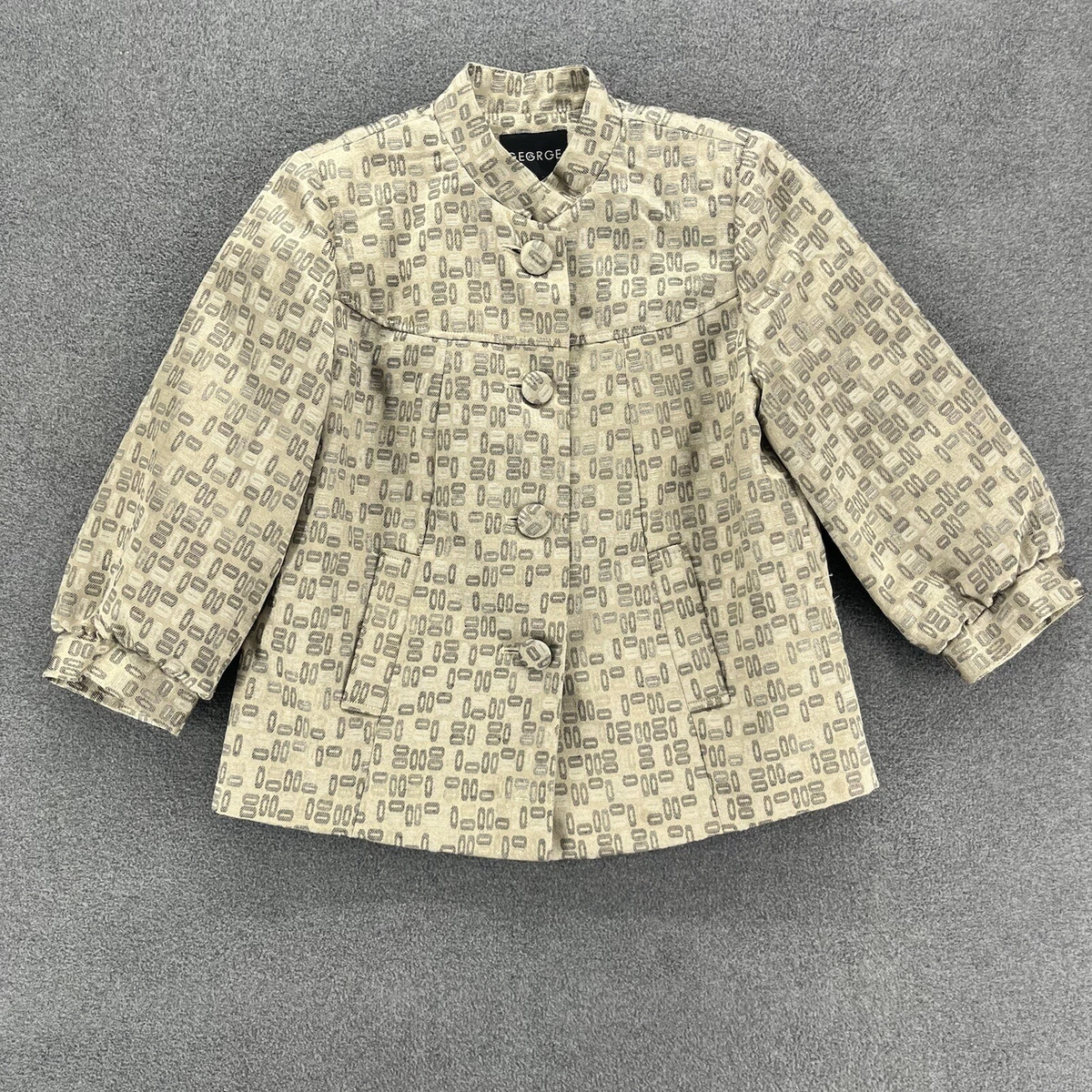 Gorge Swing Blazer womens 8 beige silver thread front button pockets Jacket