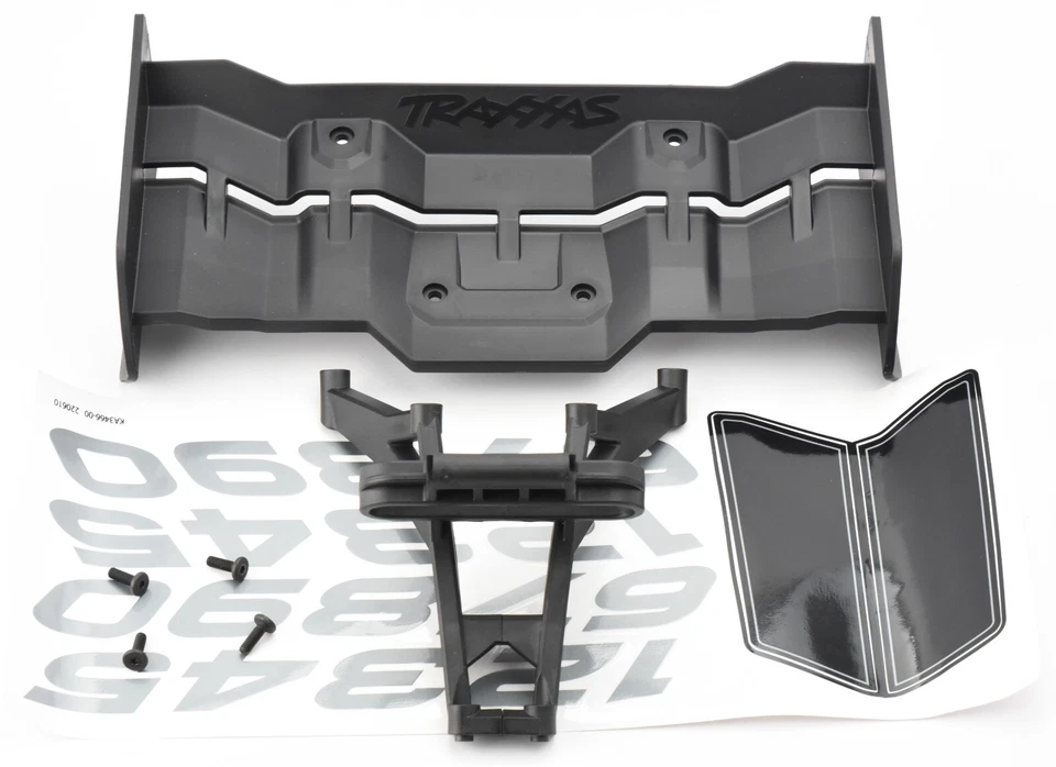 Se adapta a Traxxas XRT Ultimate Wing & Mount Set, calcomanías tornillos alerón negro 78097-4 Foto 2 de 4