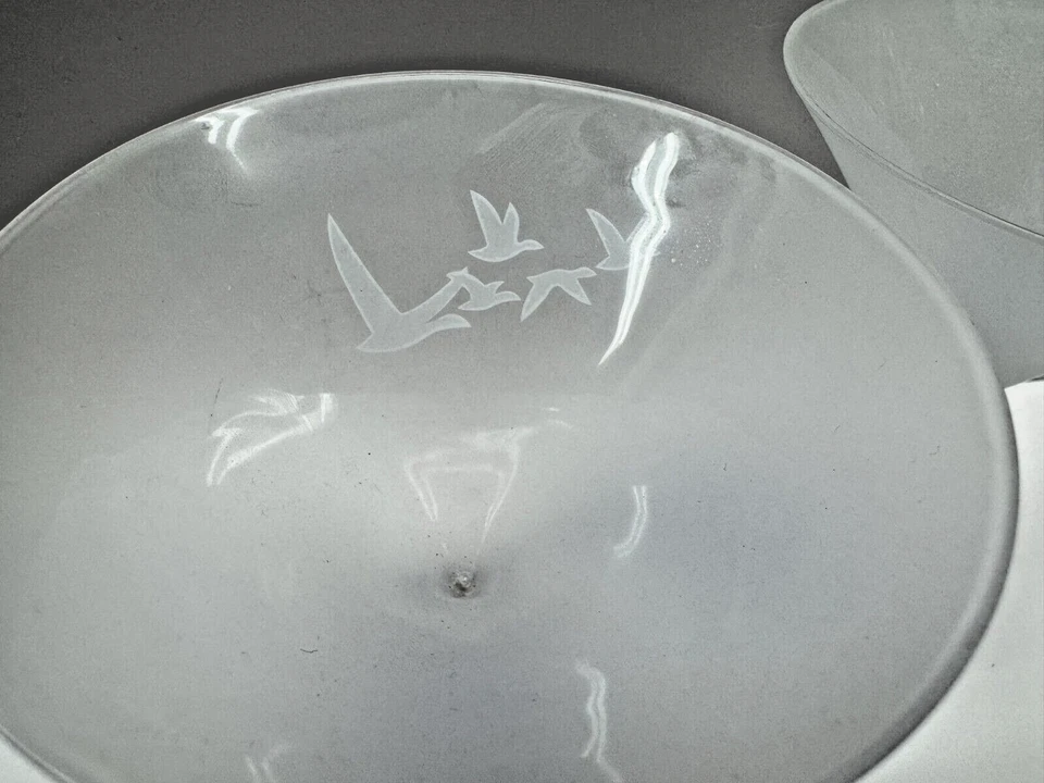 Raro Vaso Martini Esmerilado Ganso Gris De Colección - Pájaros Grabados - Juego de 2 Foto 3 de 4