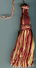 7"  BURGUNDY CHAMPAGNE KEY TASSEL LOT OF 2 HOME DEC FABRIC TRIM 