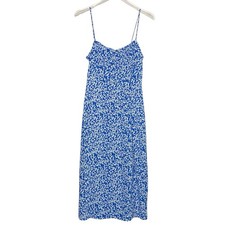 Zara M Womens Blue White Floral Print Corset Lace Up Back Midi Sundress Y2K