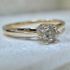 Preowned 9ct Yellow Gold Women's Ring 0.1ct Natural Diamond - Hallmarked 375
