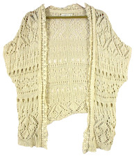 Abercrombie  Fitch Womens Open Front Cardigan Sweater Crochet Knit Size M Ivory
