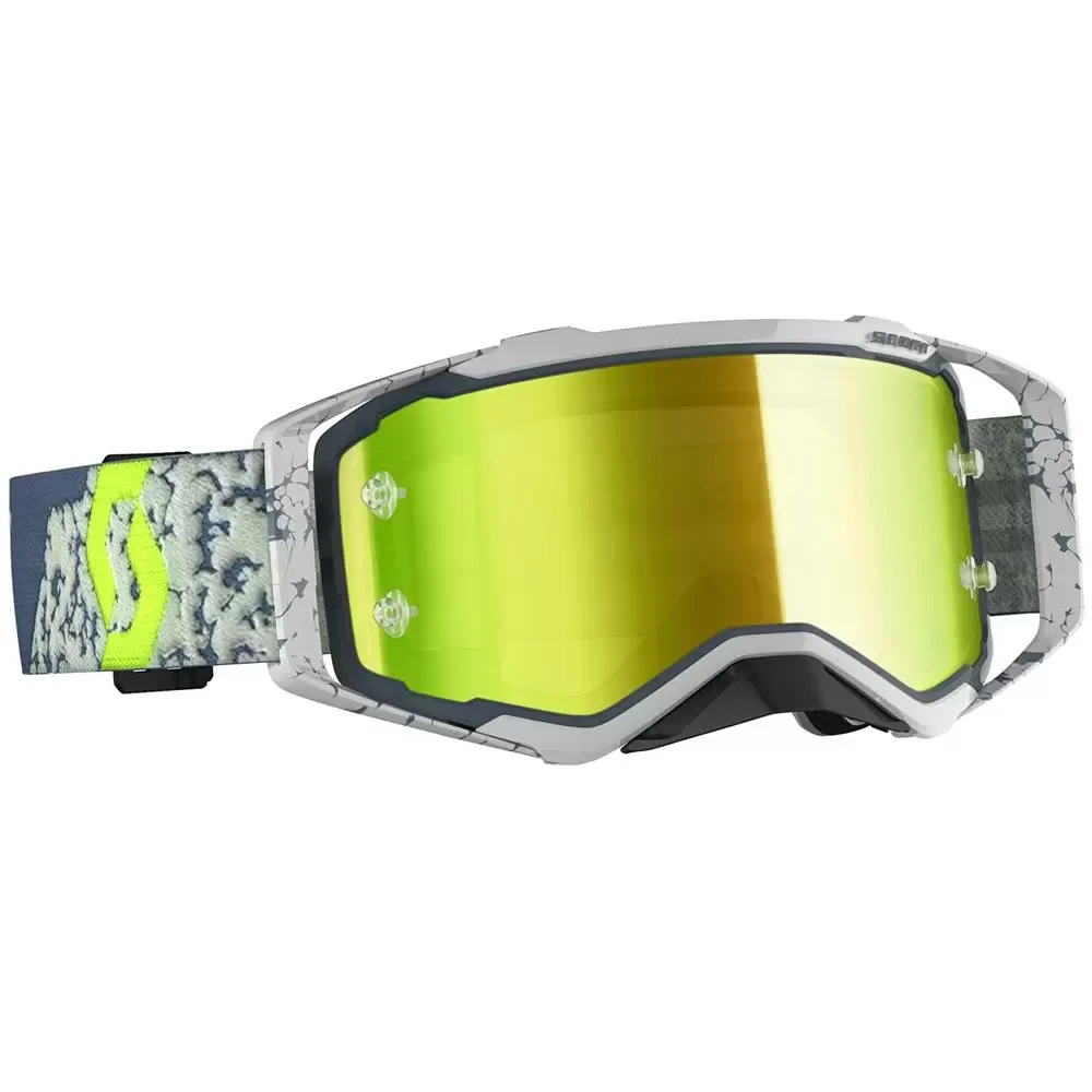 Scott Prospect Motocross Goggles Dark Grey – Yellow Chrome Lens Wide Vision MX
