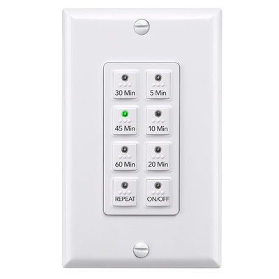 Countdown Digital Wall Timer Switch for Exhaust Fan with Push Button 5-10-20-30-