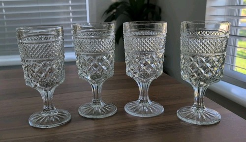 Anchor Hocking Wexford Water Goblets, Set of 4, 6.5" Clear Diamond Cut Drinkware - Picture 4 of 11
