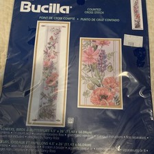 BUCILLA Flowers Birds Butterflies 26" BELL PULL Cross Stitch KIT 42738 NEW