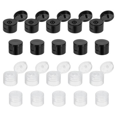 20 Pcs 24/410 Flips Top Caps for Bottles Black/Transparent