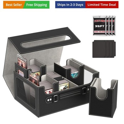 Card Deck Box for MTG with Commander Display, 4 in 1 Card Storage Box Fits 40...