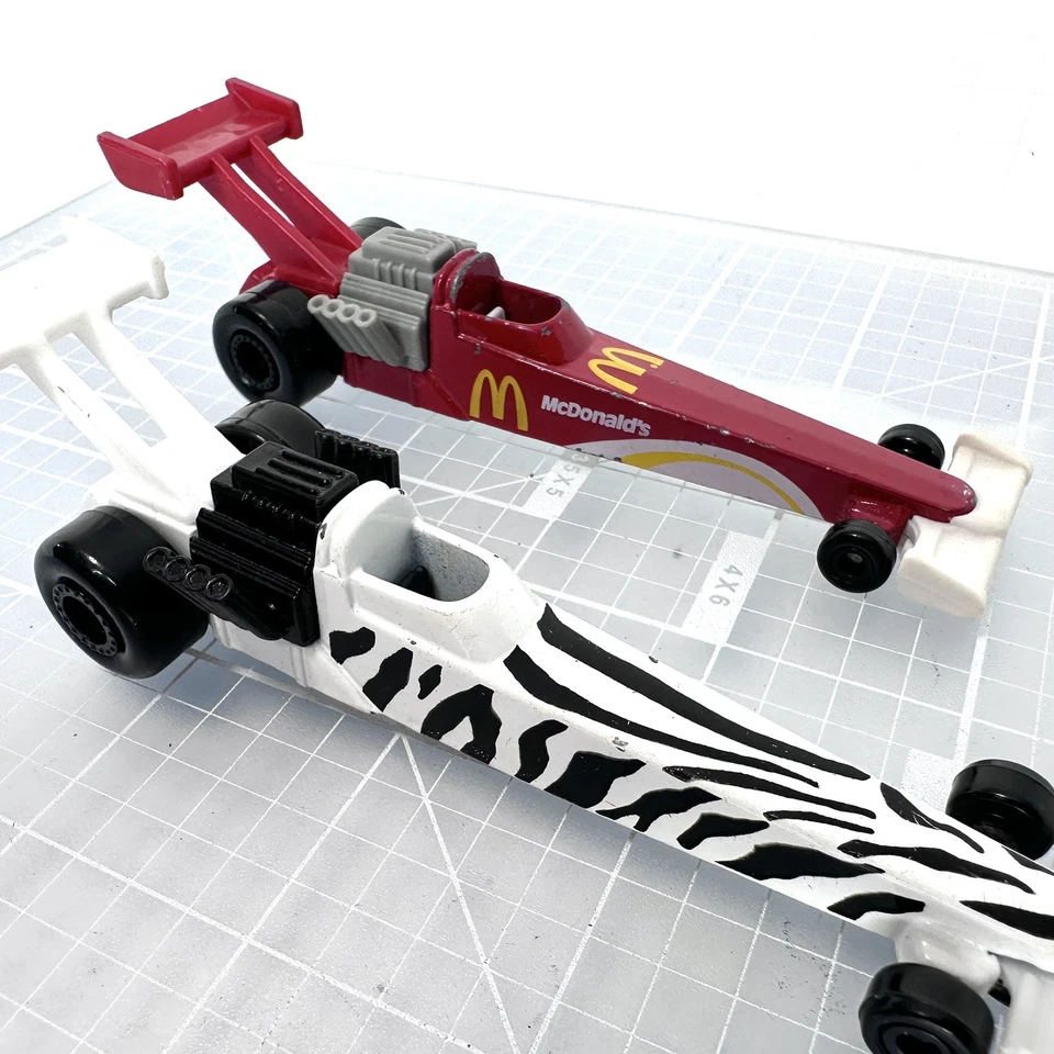 Vintage Hot Wheels Drag Racing Dragsters Race Car Zebra McDonald’s Vehicle Lot - Image 4 of 4