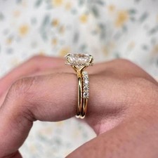 3.40 Ct Oval Cut Bridal Set Moissanite Engagement Ring Solid 14k Yellow Gold