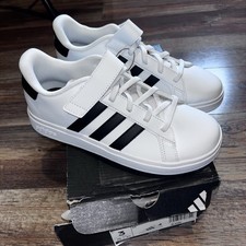 NEW Adidas Unisex Big Kids Grand Court Tennis Shoe GW6521 White Black Size 3
